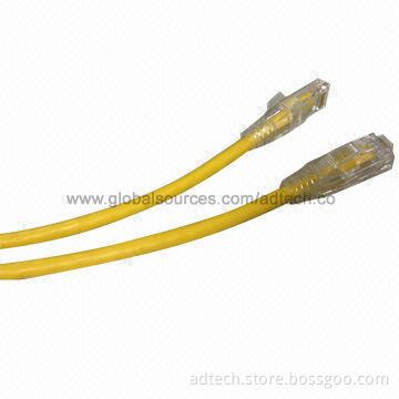 Clear Boot Category 6 Patch Cord, Yellow, UL-marked, Various Colors and Length Available